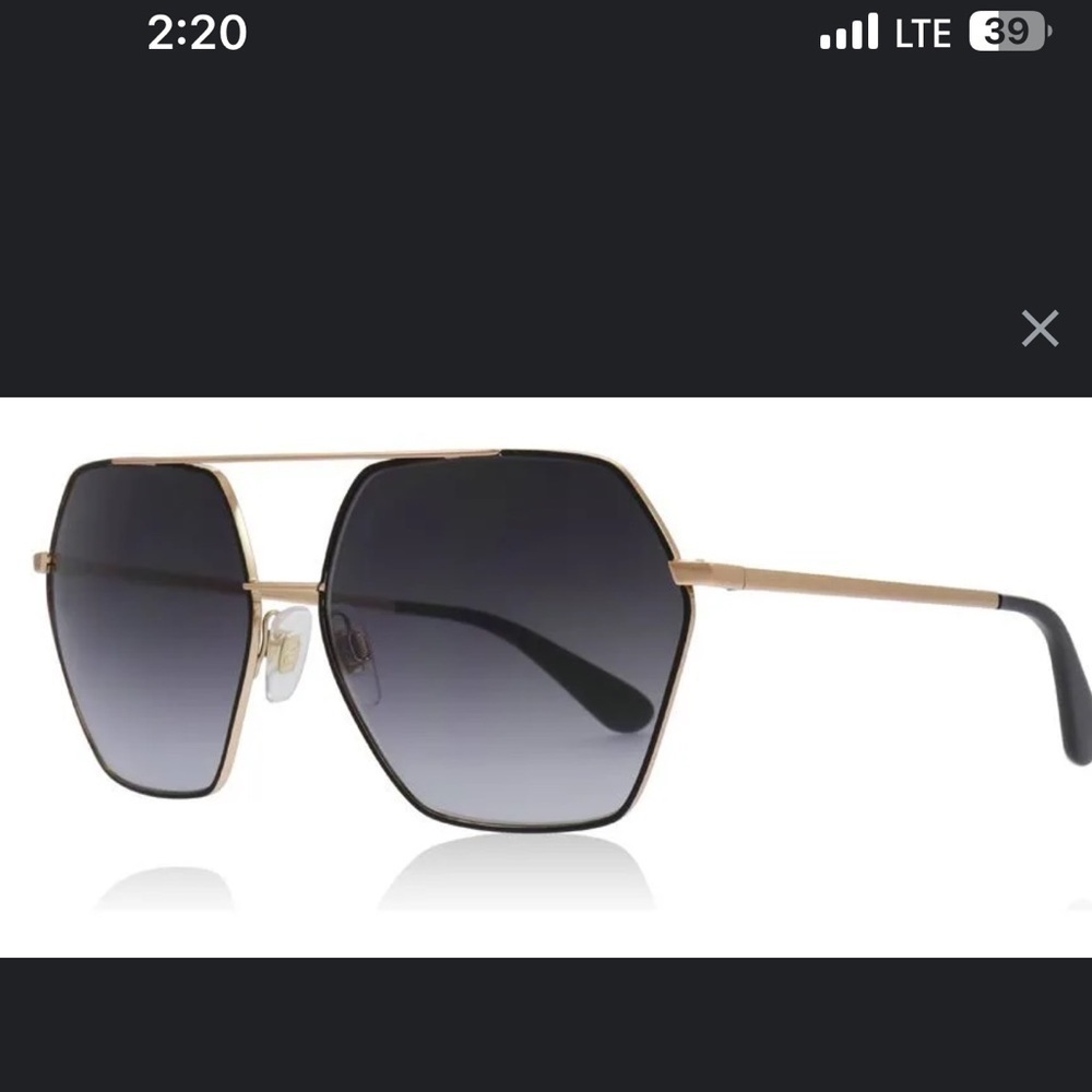 Dolce & Gabbana DG2157 Gold Aviator Polarized Polygon Sunglasses Black - Picture 14 of 15